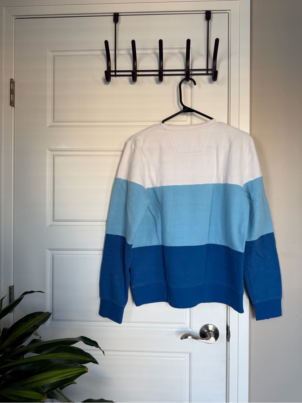 Calvin Klein Jeans White, Light Blue & Royal Blue Colorblock Crew Sweatshirt - Picture 4 of 4